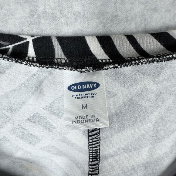 Old Navy T-Shirt Dress Women Sz M Black/Gray Palm Leaves Botanical Stretch - Picture 2 of 11